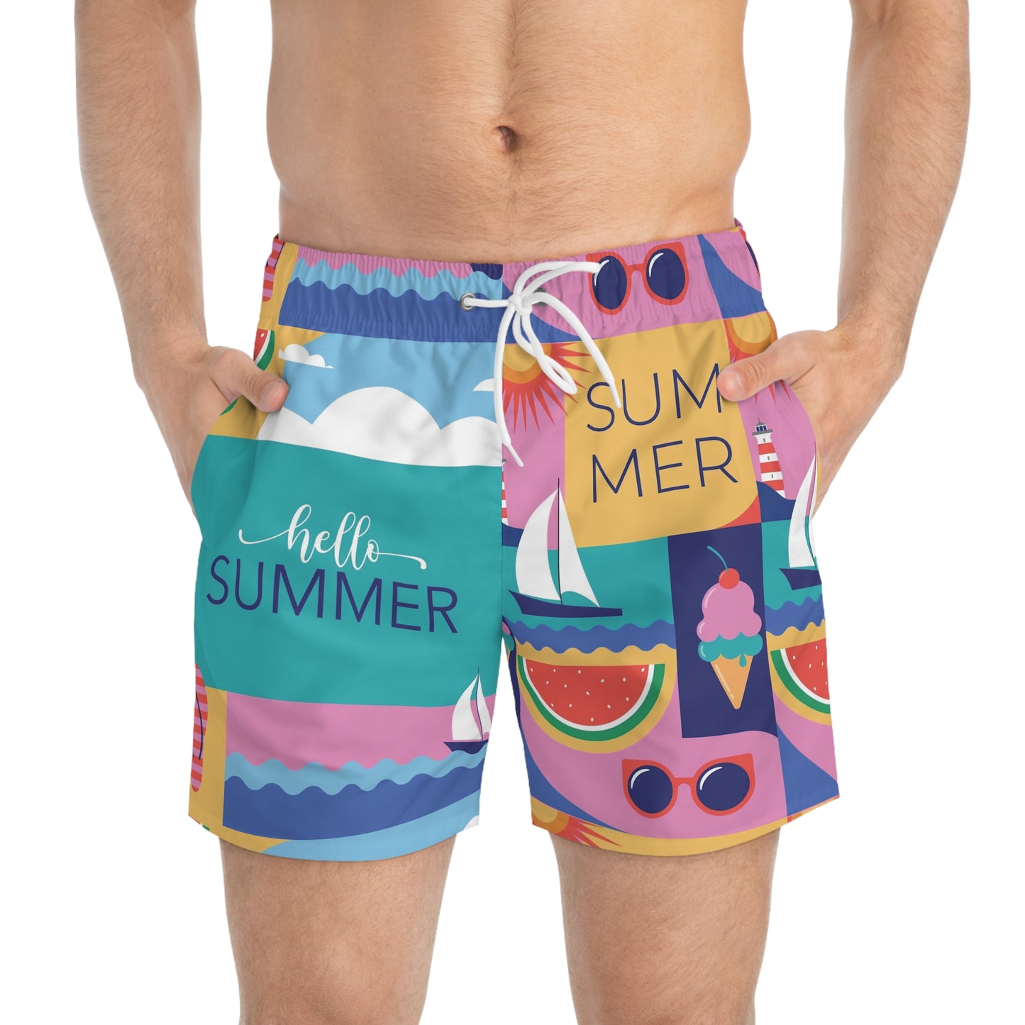 Hello Summer - Custom Swim Trunks – Dive into Summer in Style