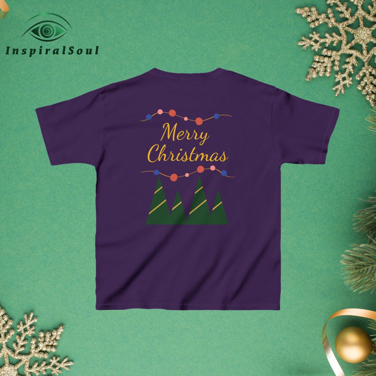 Kids Heavy Cotton™ Tee – Festive Santa Design