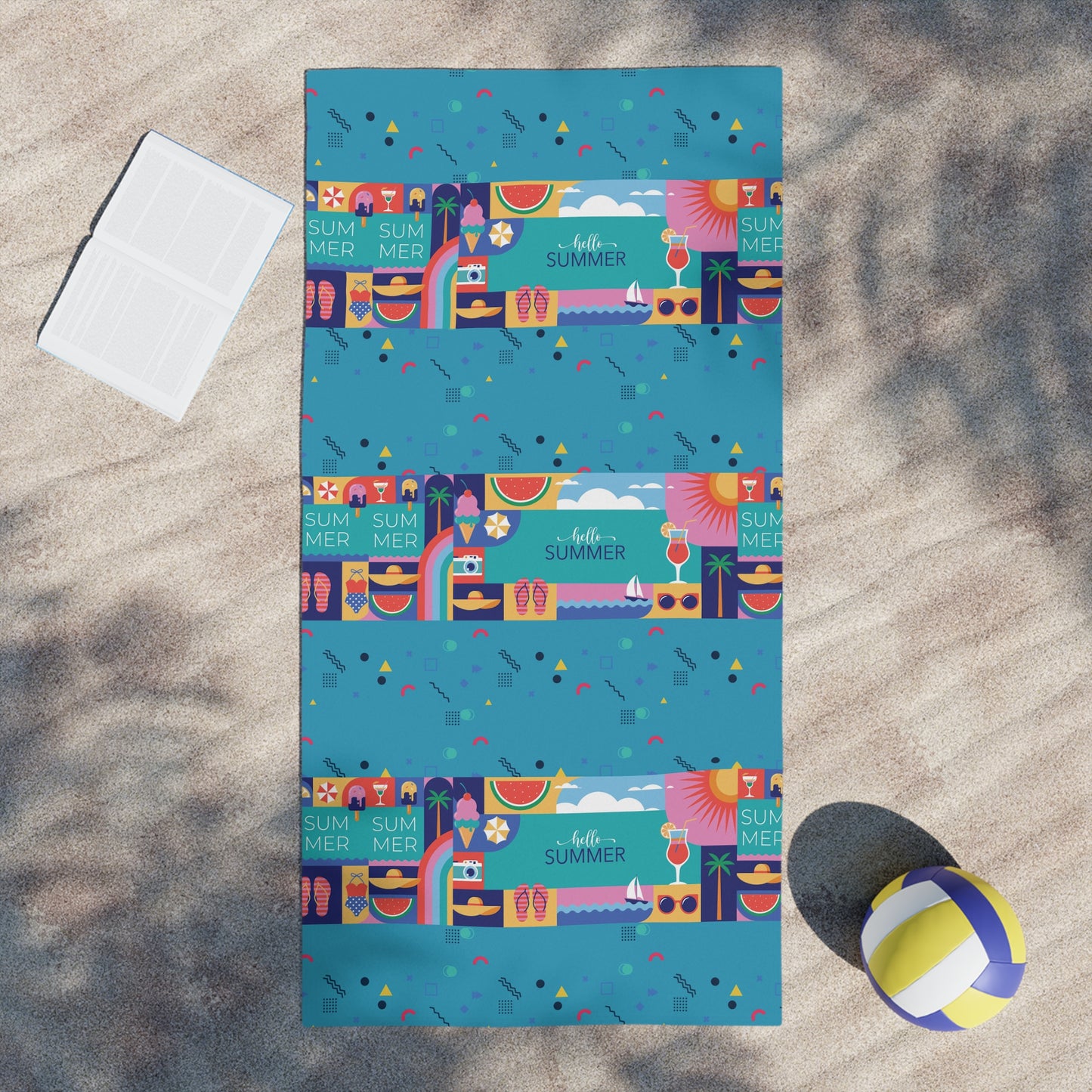 Hello Summer Beach Towel – Custom Vibrant Design for Sunny Days