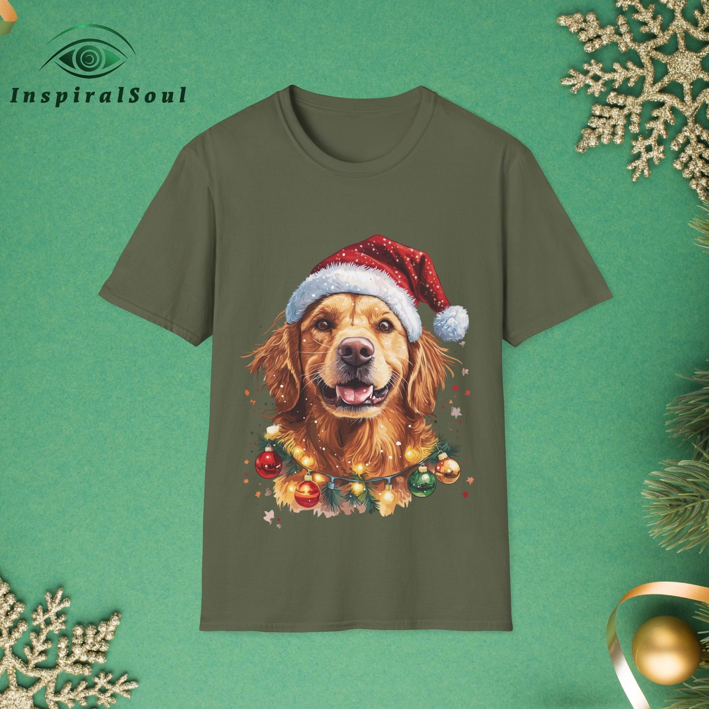 Unisex Softstyle Christmas Dog T-Shirt – Cozy & Festive Holiday Wear