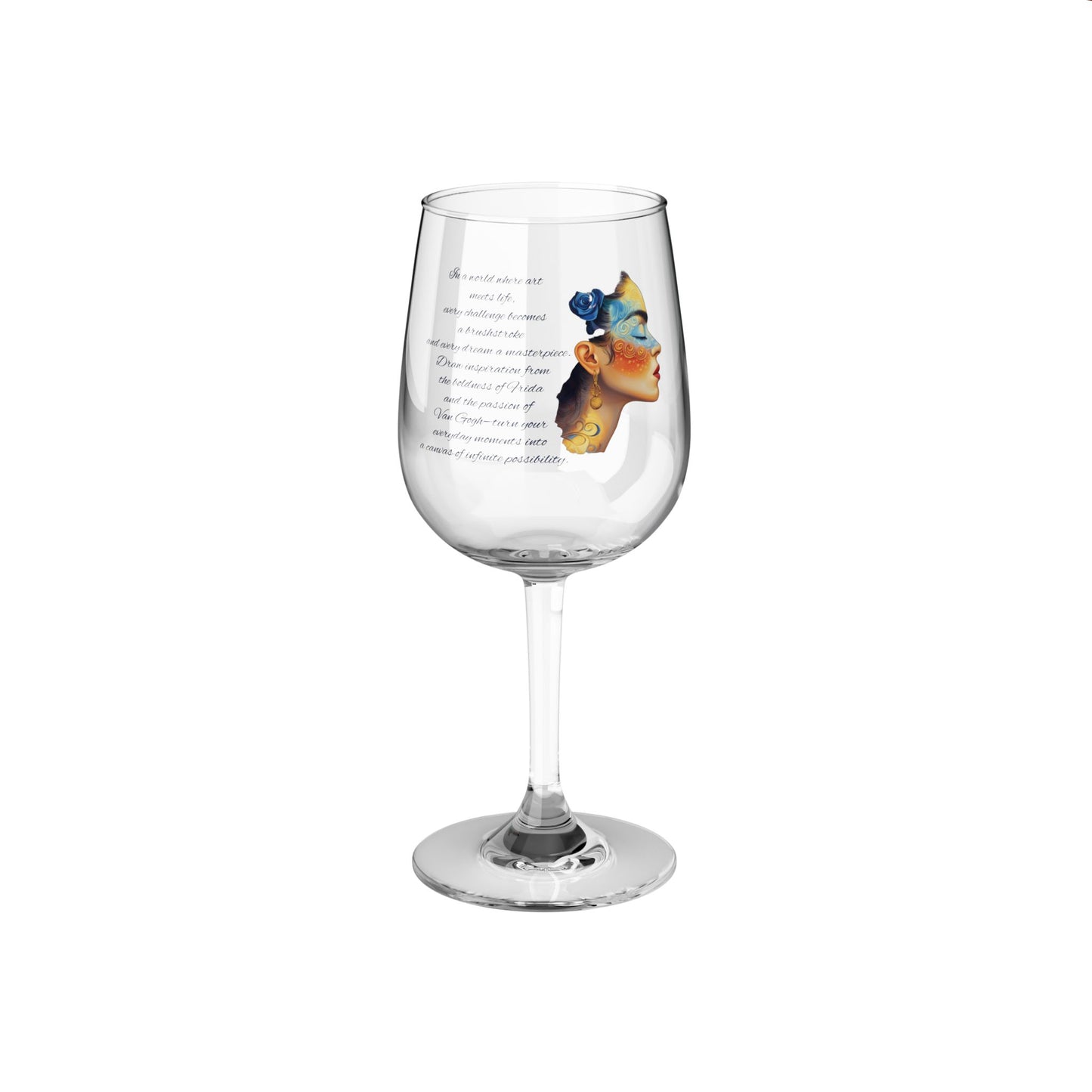 Frida-in-Van-Gogh's-World Wine Glass – 12oz