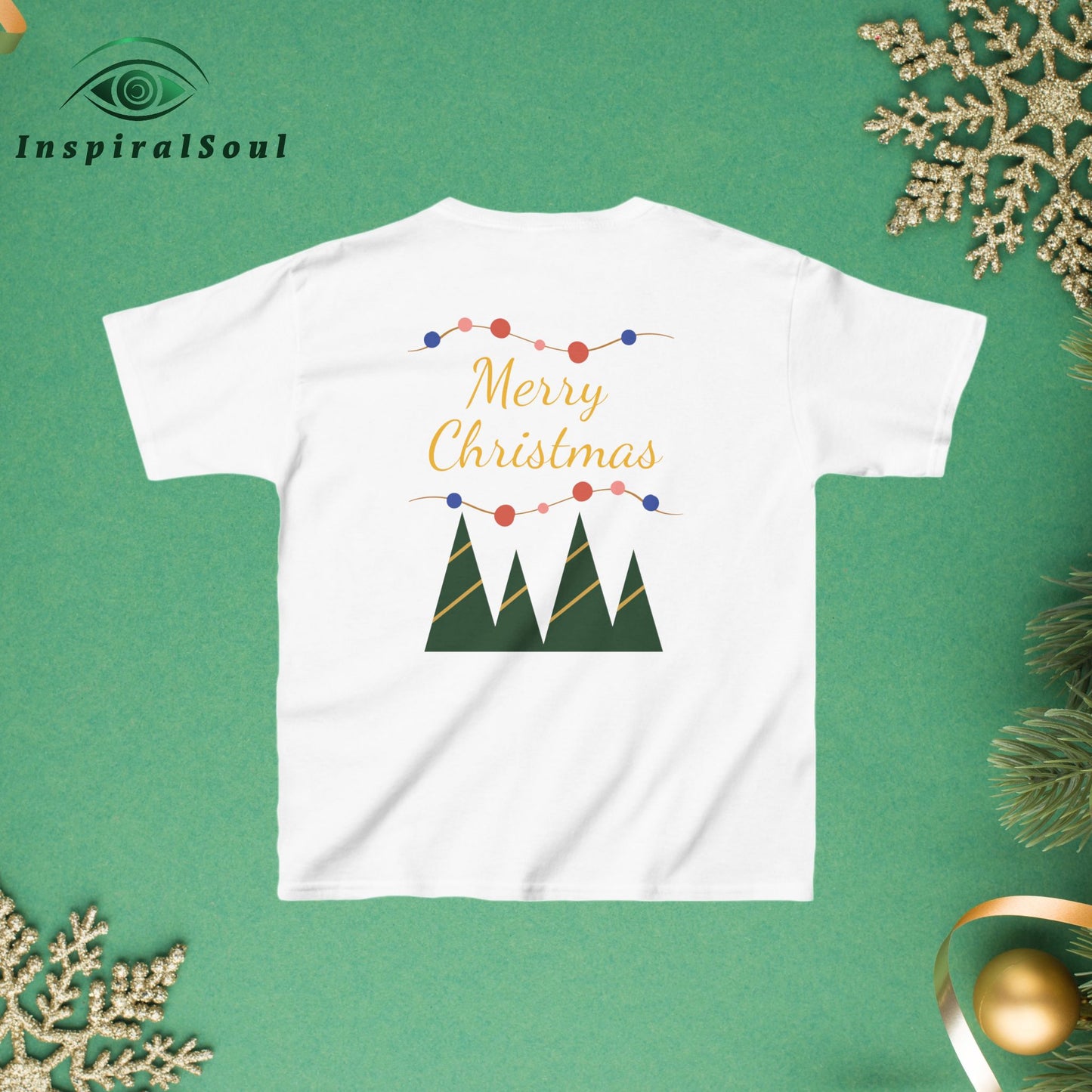 Kids Heavy Cotton™ Tee – Festive Santa Design