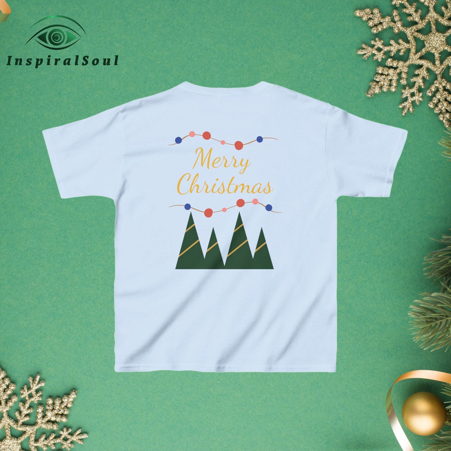 Kids Heavy Cotton™ Tee – Festive Santa Design