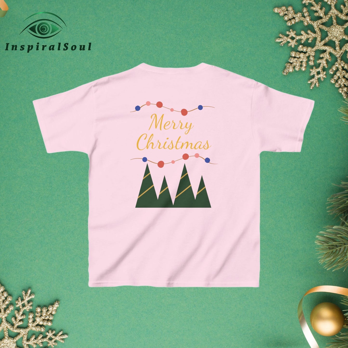 Kids Heavy Cotton™ Tee – Festive Santa Design