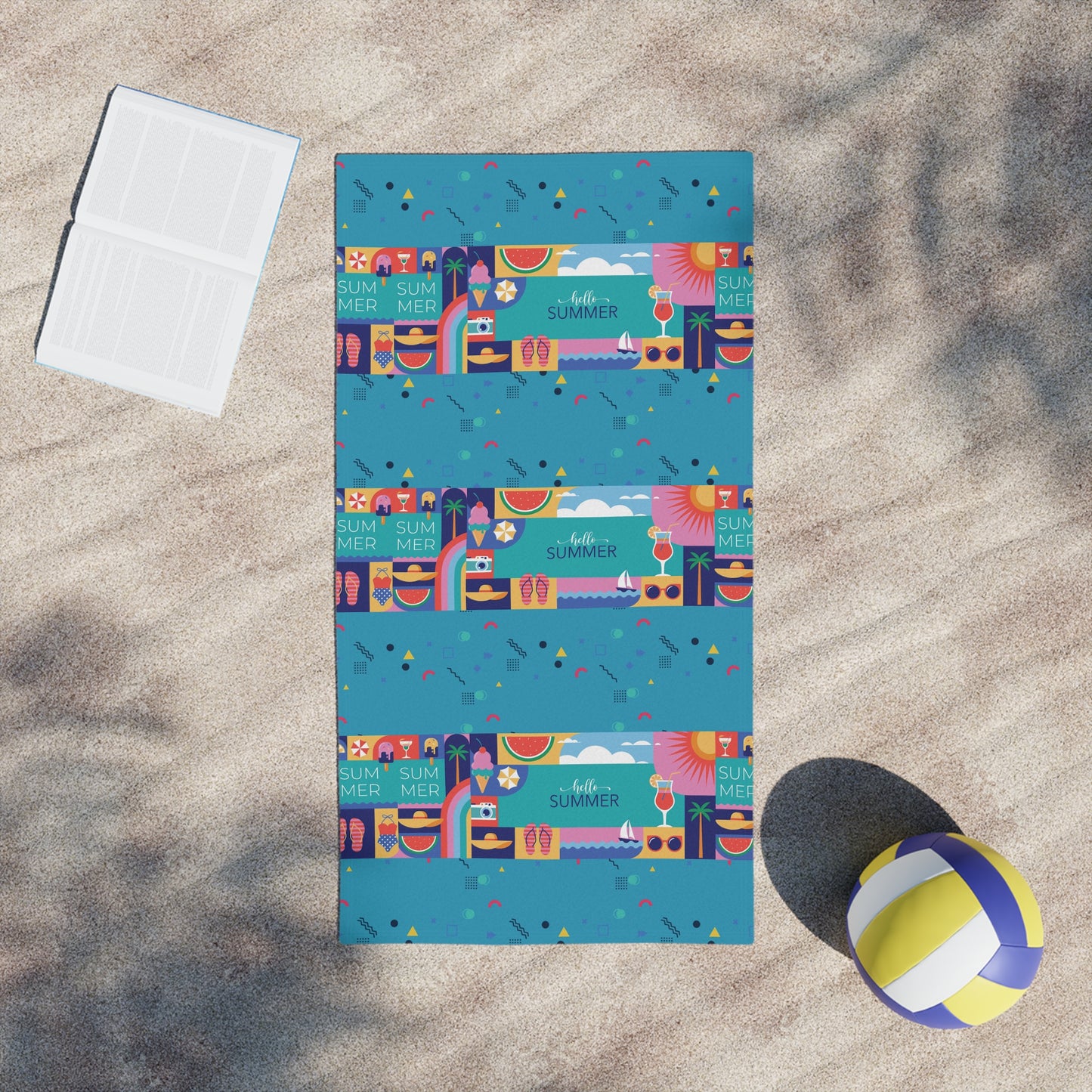 Hello Summer Beach Towel – Custom Vibrant Design for Sunny Days