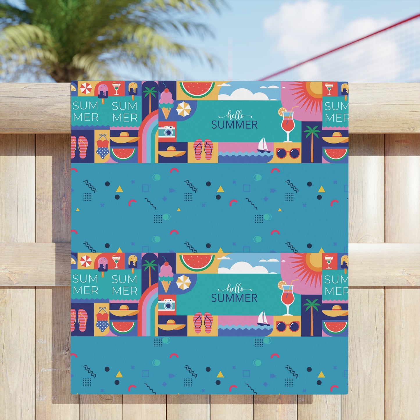 Hello Summer Beach Towel – Custom Vibrant Design for Sunny Days