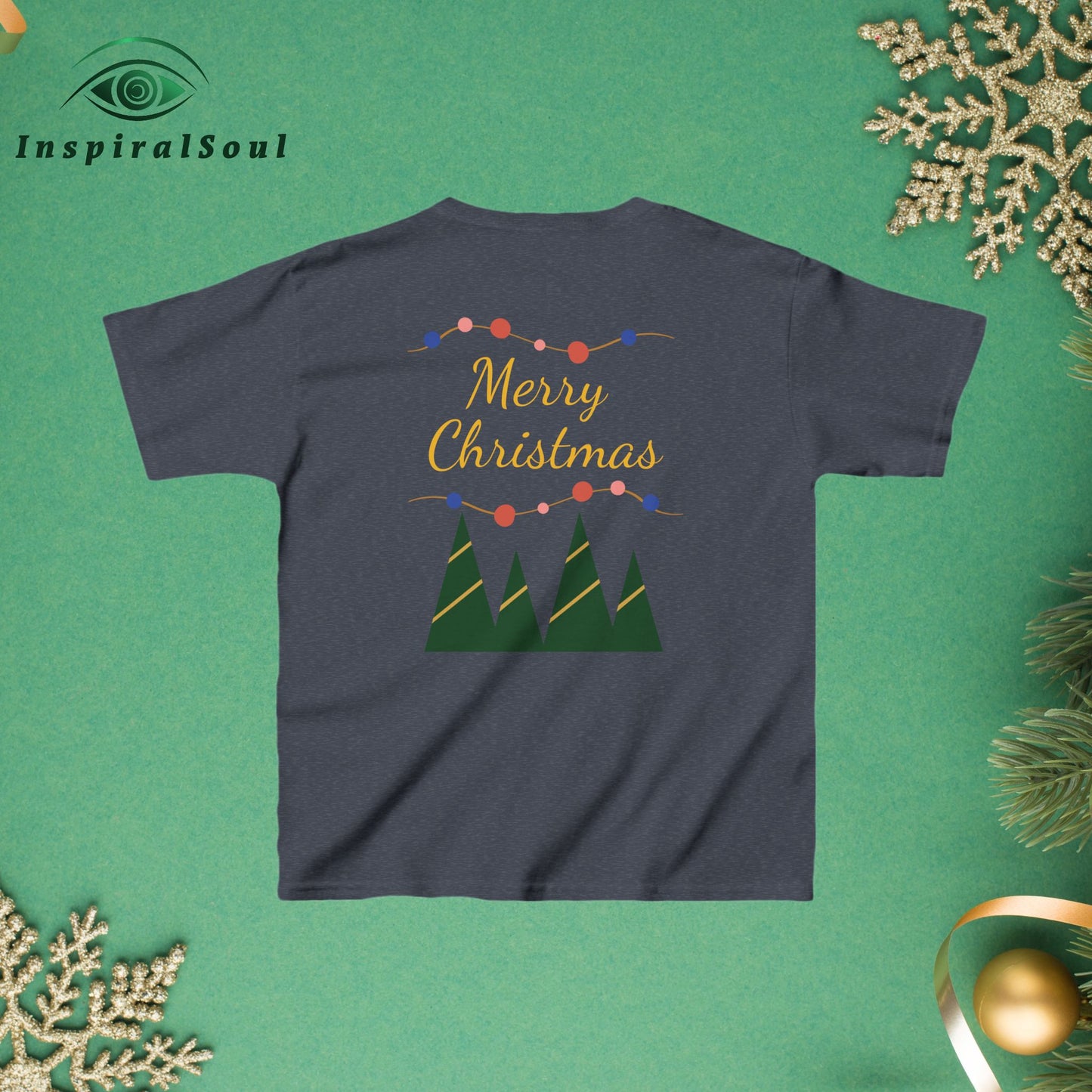 Kids Heavy Cotton™ Tee – Festive Santa Design