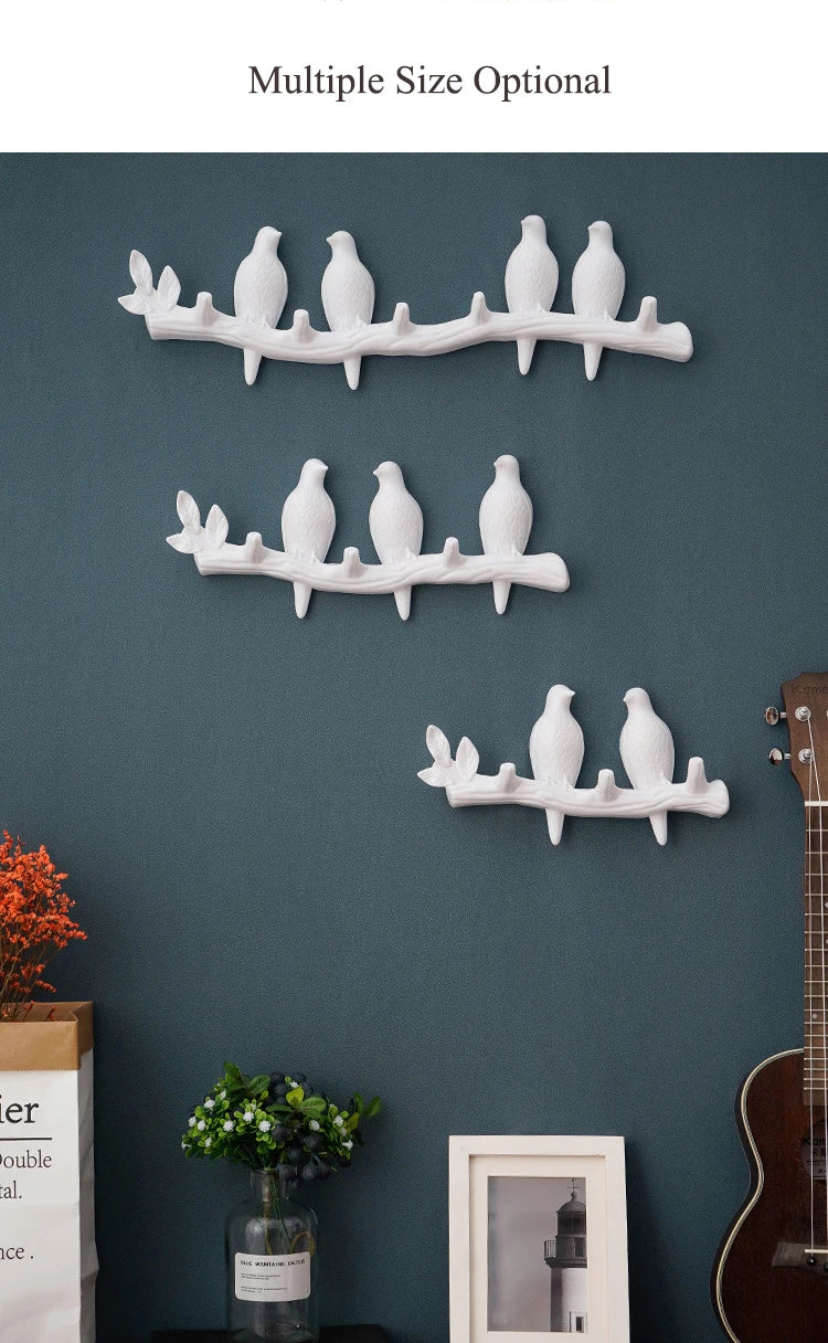 Wall Birds Decor Organizer Hanger Hooks – Nordic Storage Rack for Behind Door, Clothes, Keys & Accessories