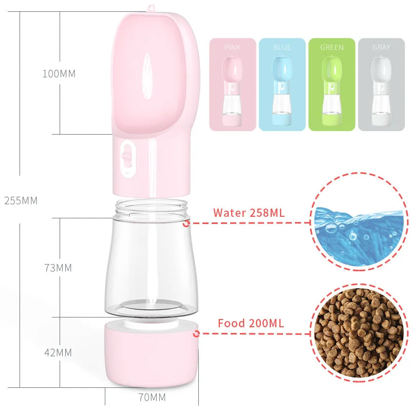 HOOPET Portable Pet Water Bottle & Feeder – Travel Water and Food Dispenser for Dogs