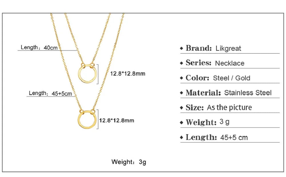 Elegant Double-Layer Geometry Pendant Necklace – Fashion Multilayer Chain Choker for Women’s Trendy Style ✨