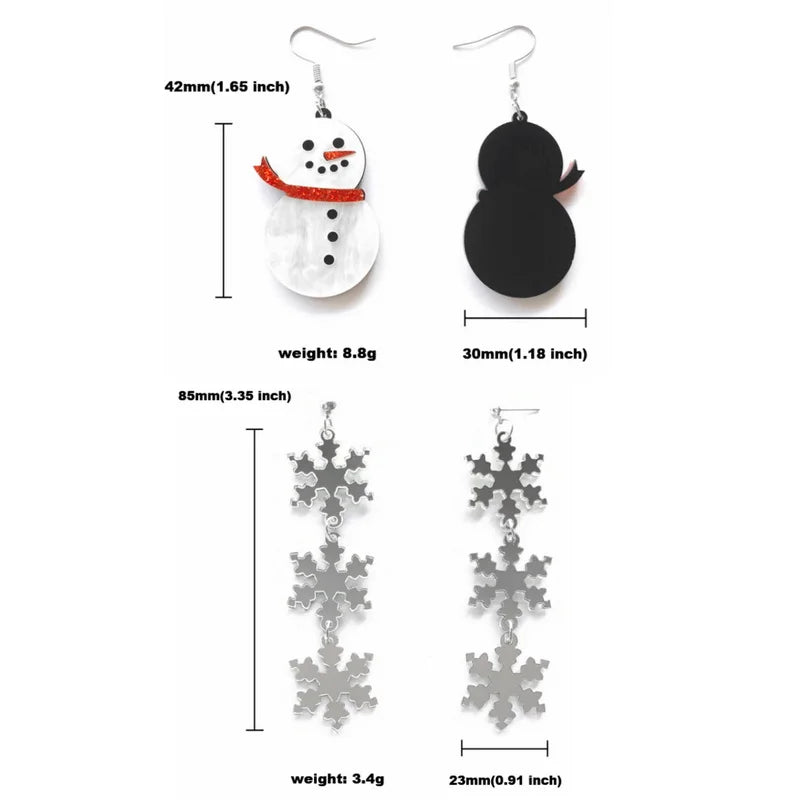 Adorable Snowman & Snowflake Drop Earrings – Festive Acrylic Dangle Earrings for Winter Holiday Style ❄️⛄