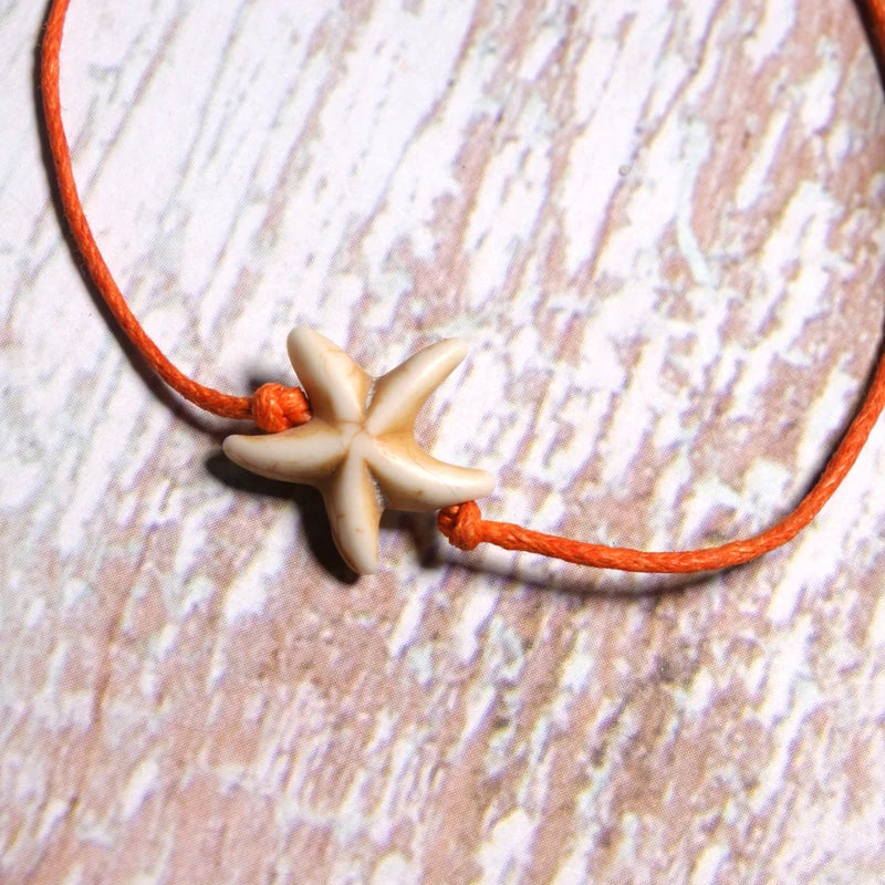 Handmade Boho Anklet Set – Starfish, Lotus & Shell Charms (4 Pieces)