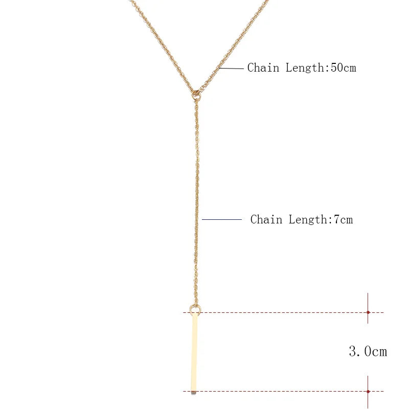 Elegant Stainless Steel Long Stick Pendant Necklace – Minimalist Charm for Women, Fade-Free Choker Chain ✨