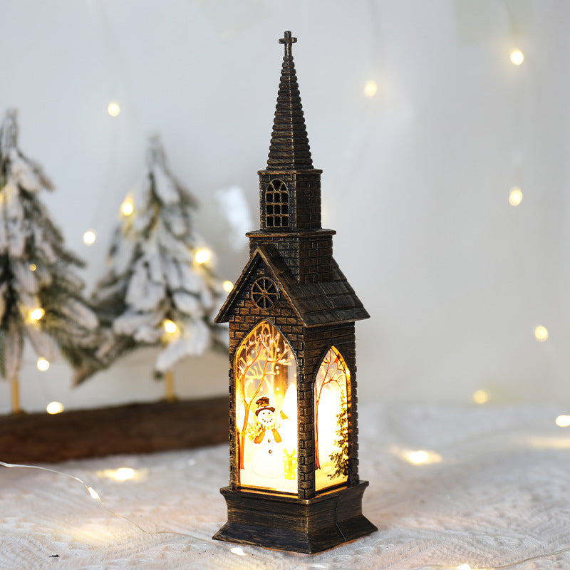 LED Christmas Lantern – Holy Family Church Ornament with Angel & Jesus Scene