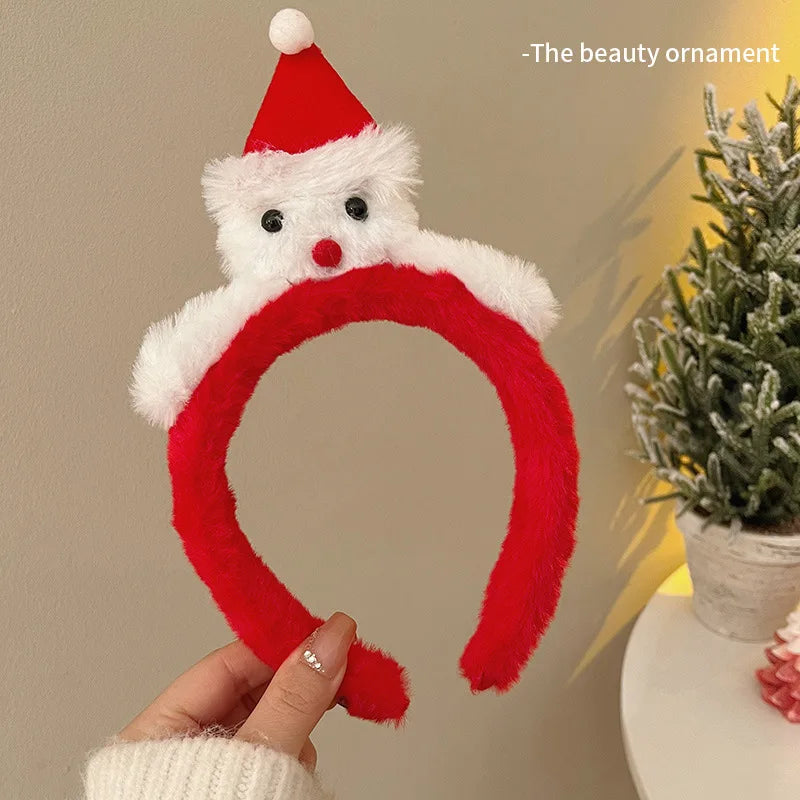 Cute Plush Elk Hair Hoop – Christmas Deer Antlers Headband for Women’s Holiday Dress Up