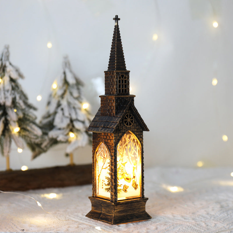 LED Christmas Lantern – Holy Family Church Ornament with Angel & Jesus Scene