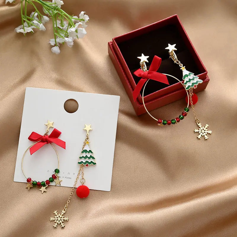 Festive Snowflake & Bell Christmas Stud Earrings – Perfect Holiday Gift for Women & Girls 🎄✨