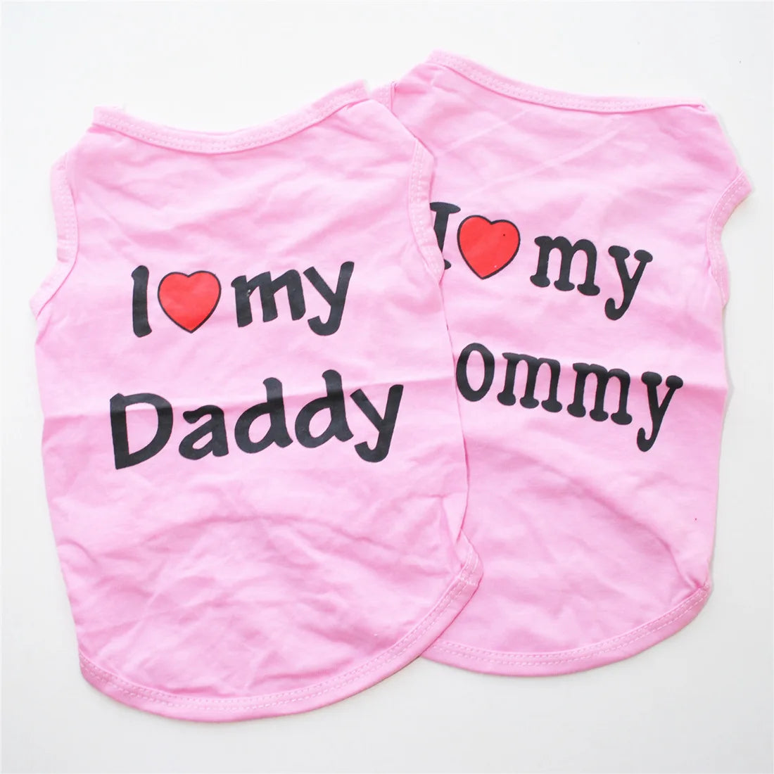 "I Love My Mommy/ I Love My Daddy" Dog Vest – Spring Pet Shirt for Small Dogs & Cats