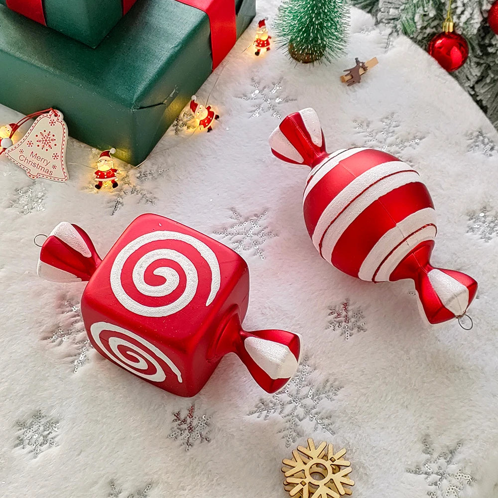 Big Size Candy-Shaped Christmas Ornaments – Hanging Candy Canes & Lollipop Tree Balls for Festive Decor