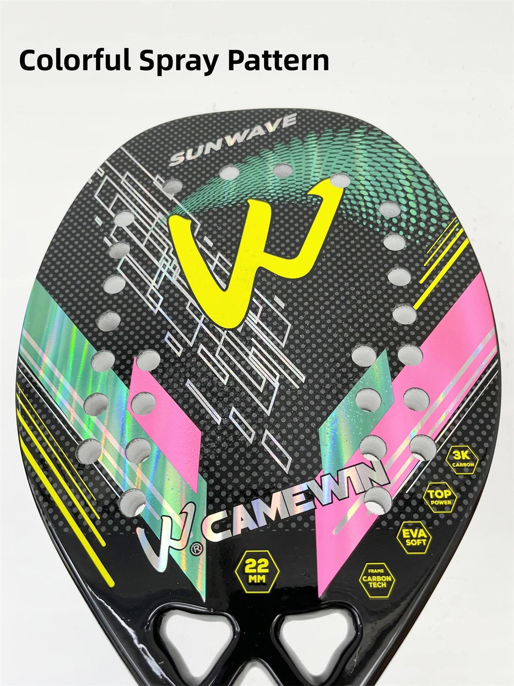 CAMEWIN 3K Full Carbon Fiber Beach Tennis Racket – Rough Surface Paddle for Men and Women