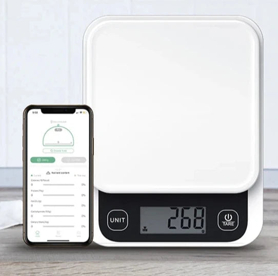 iComon 5kg/0.1g Smart Digital Kitchen Scale with Nutrition Calculator App – Precision Food Scale for Cooking and Baking