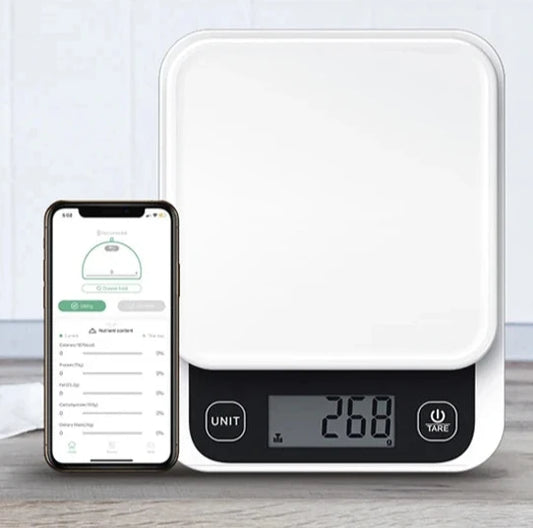 iComon 5kg/0.1g Smart Digital Kitchen Scale with Nutrition Calculator App – Precision Food Scale for Cooking and Baking