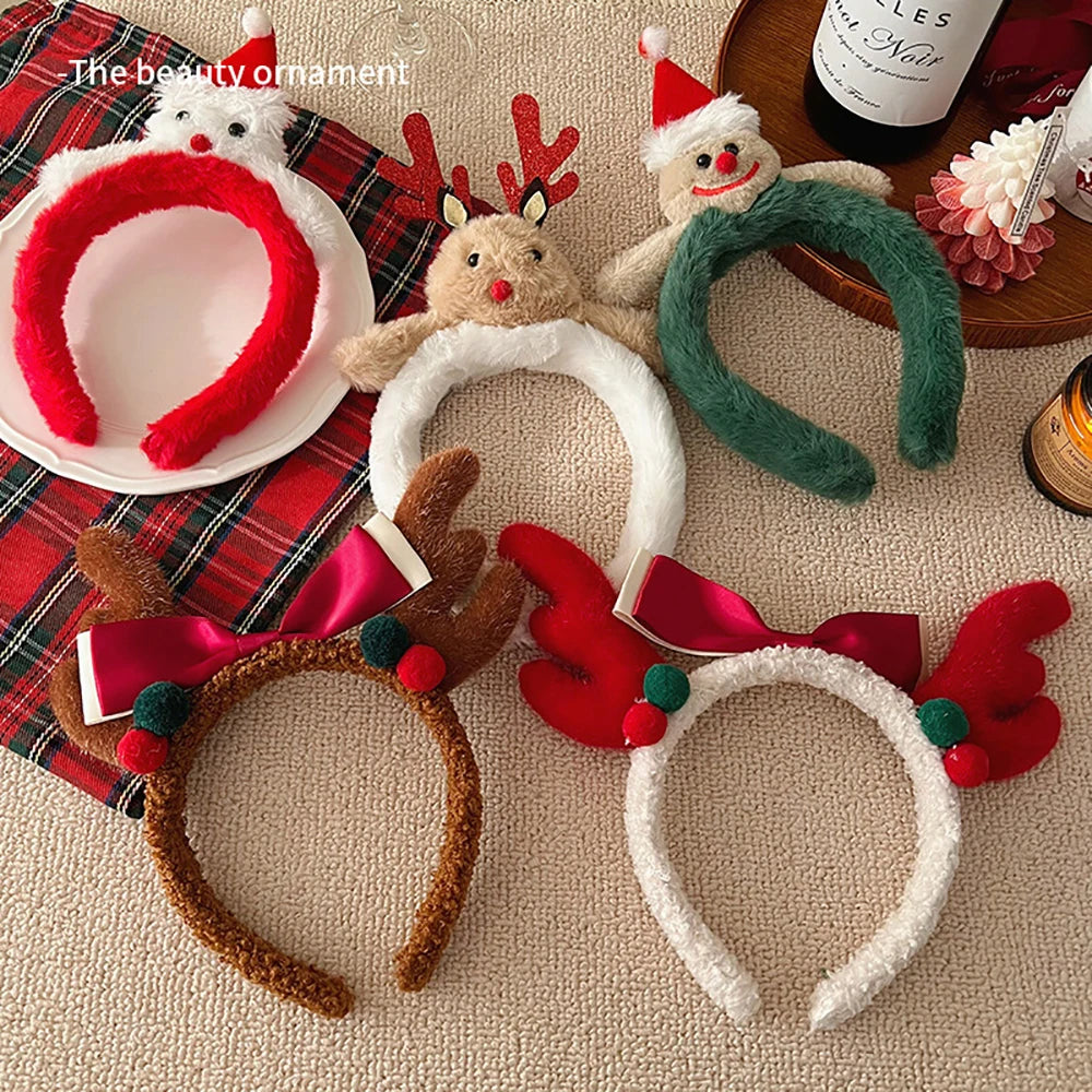 Cute Plush Elk Hair Hoop – Christmas Deer Antlers Headband for Women’s Holiday Dress Up