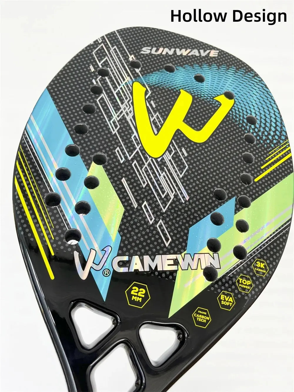 CAMEWIN 3K Full Carbon Fiber Beach Tennis Racket – Rough Surface Paddle for Men and Women