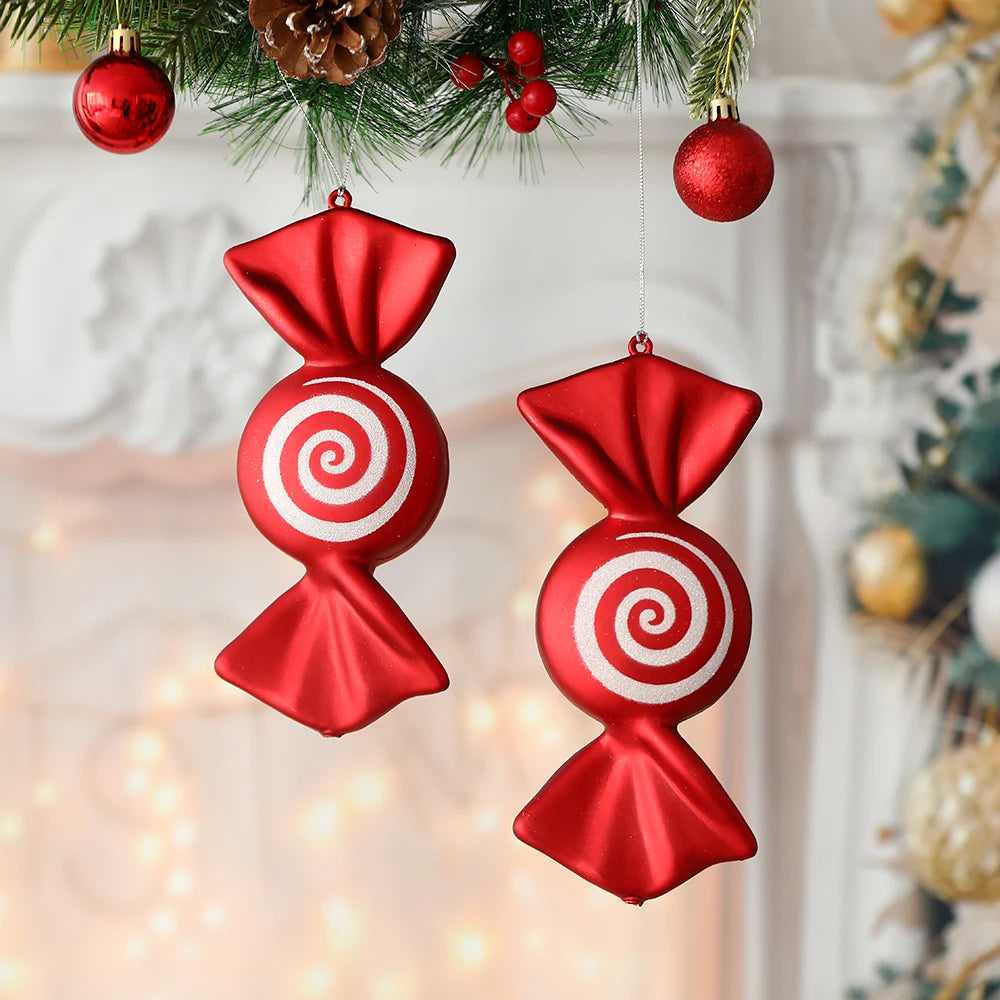 Big Size Candy-Shaped Christmas Ornaments – Hanging Candy Canes & Lollipop Tree Balls for Festive Decor