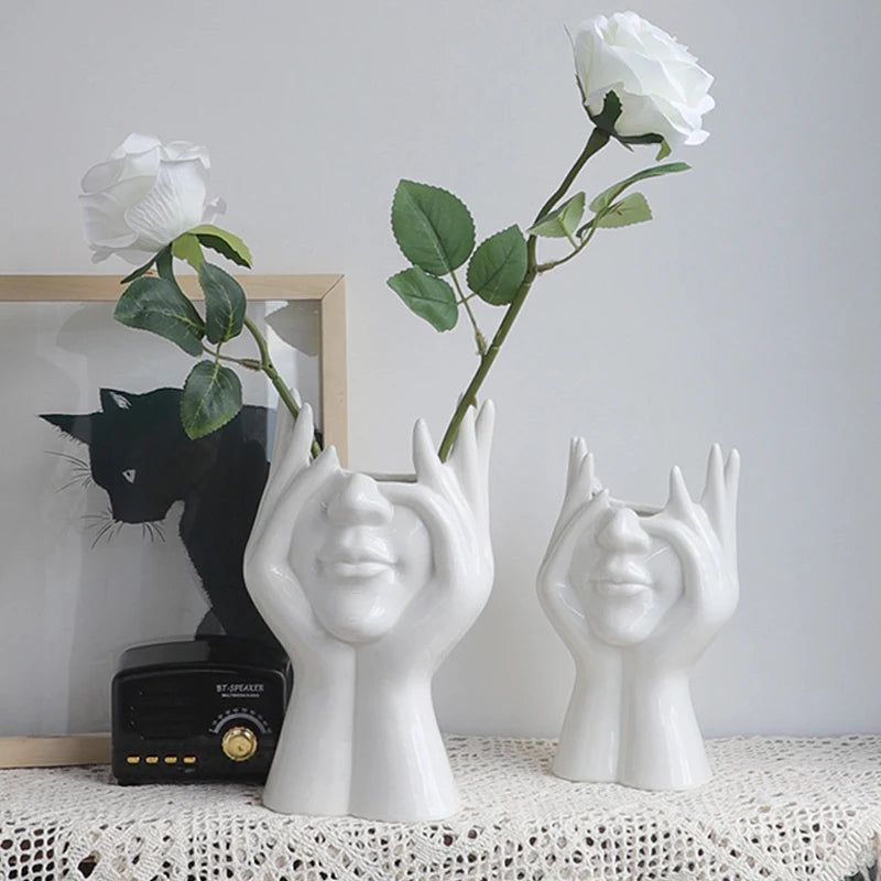 Nordic Female Body Model Art Ceramic Vase – Creative Novelty Decorative Vase for Living Room, Office & Home Decor