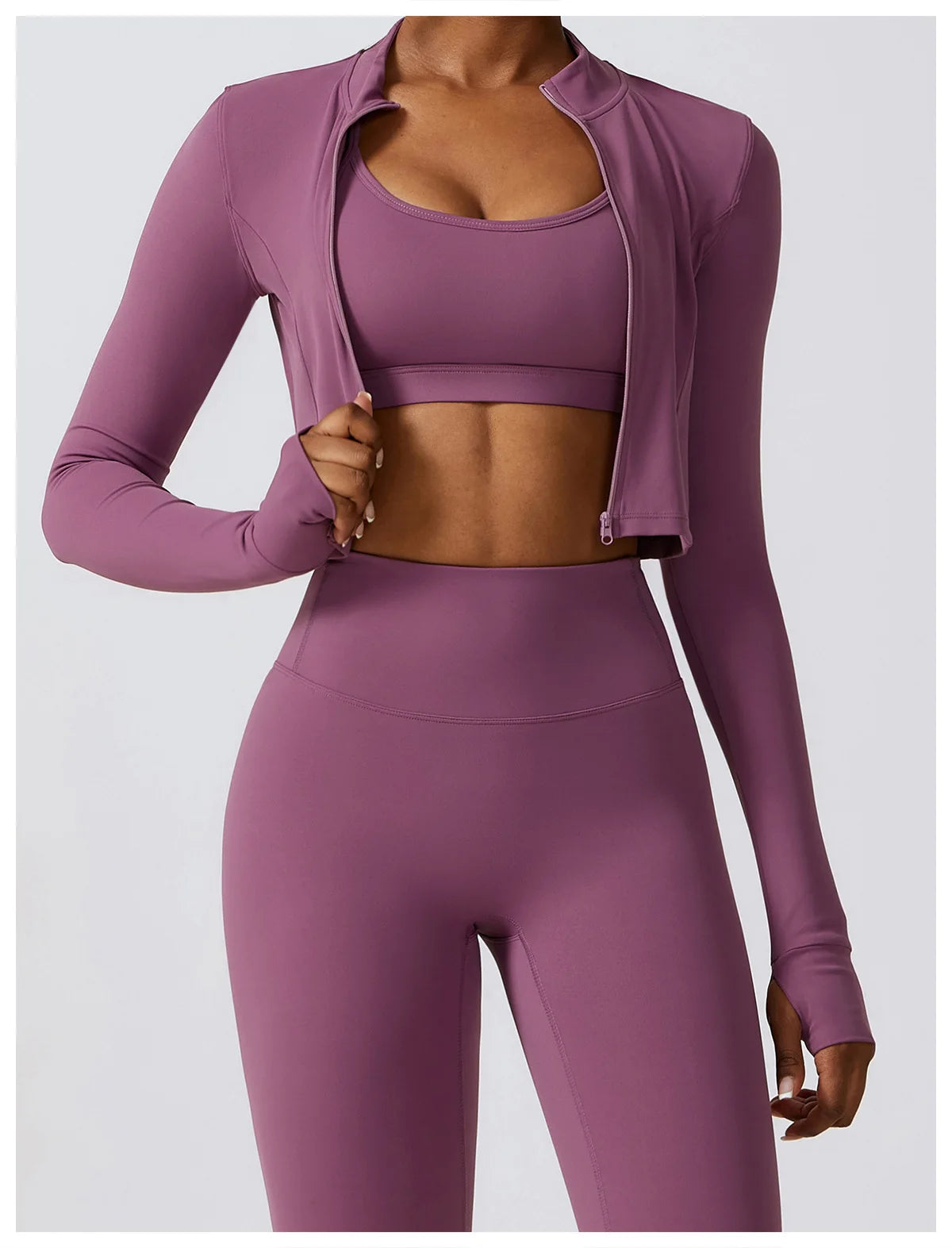 Women's Seamless Yoga Set – Workout Clothes with Sports Bra, Crop Top, and Leggings