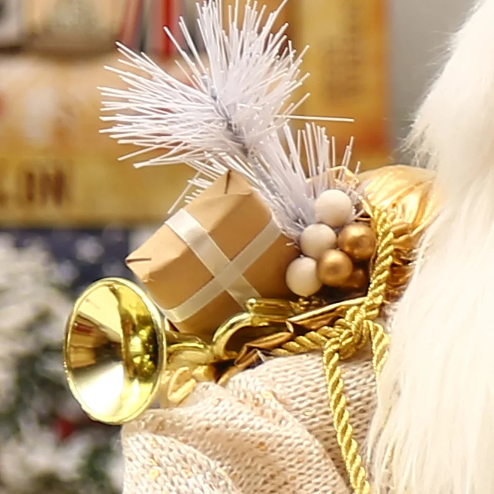 Gilded White Robe Santa Claus Plush Doll – Christmas & New Year Home Decoration