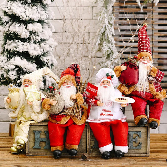 14-Inch/ 35cm  Sitting Santa Claus Figurine – Collectible Christmas Decoration and Hanging Ornament