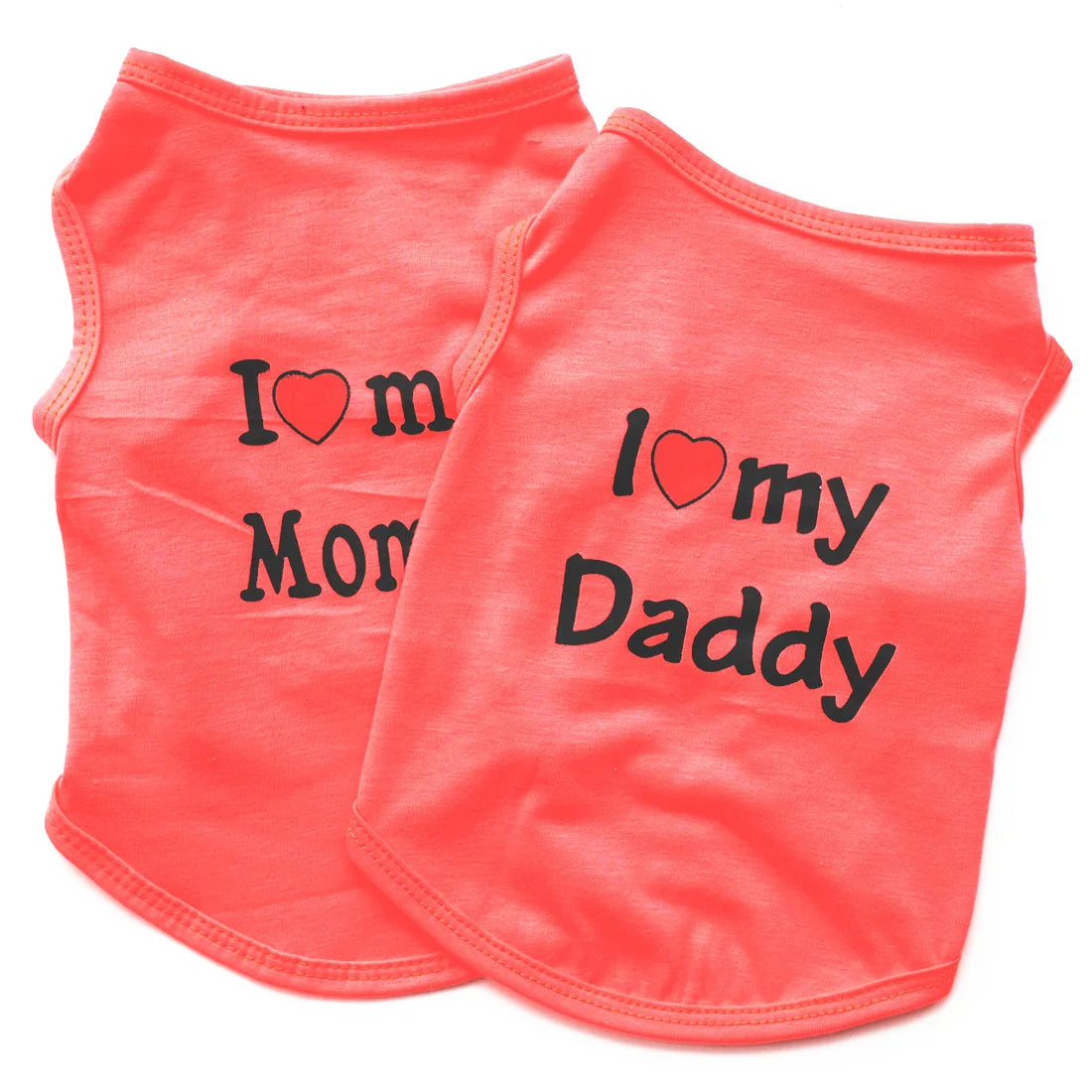 "I Love My Mommy/ I Love My Daddy" Dog Vest – Spring Pet Shirt for Small Dogs & Cats