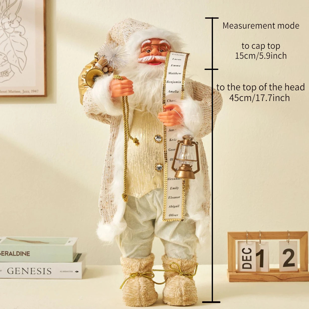 Gilded White Robe Santa Claus Plush Doll – Christmas & New Year Home Decoration