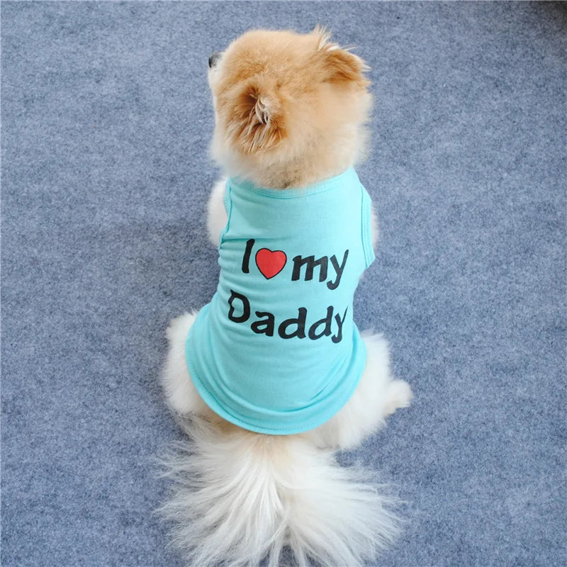 "I Love My Mommy/ I Love My Daddy" Dog Vest – Spring Pet Shirt for Small Dogs & Cats