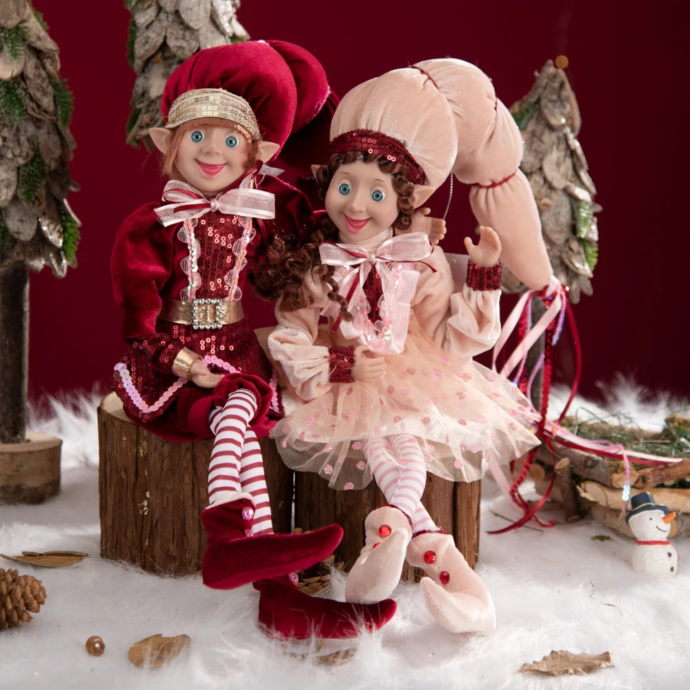 Bendable Christmas Elf Dolls – 50cm/19.6in Magical Holiday Ornaments (2 PCS Set)