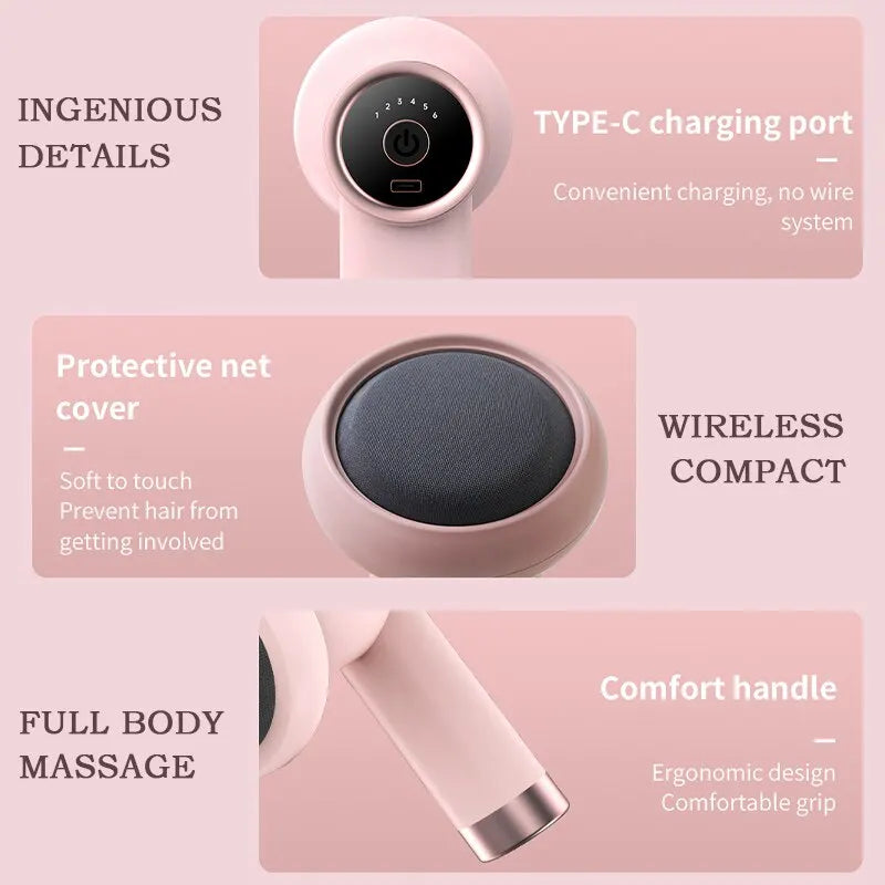 YSY09026 Wireless Charging Handheld Massage Gun – Portable Deep Tissue Massager for Neck, Waist, and Shoulders