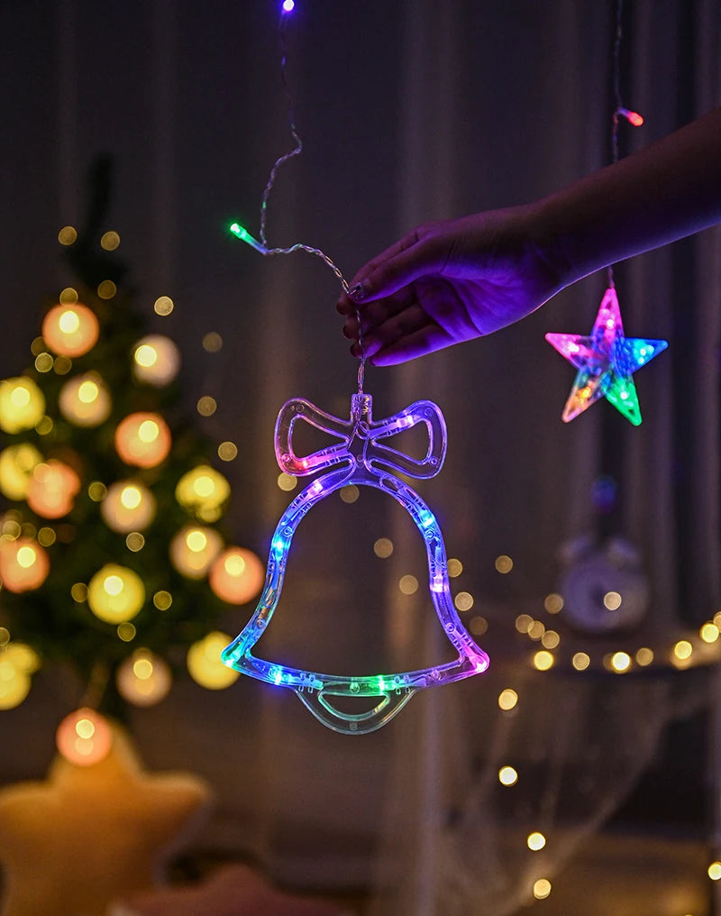 Christmas Lights LED Deer Star Moon String Light – Fairy Curtain Garland for Holiday Party & Outdoor Decor