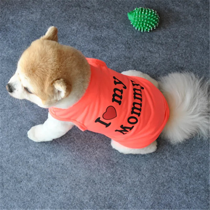 "I Love My Mommy/ I Love My Daddy" Dog Vest – Spring Pet Shirt for Small Dogs & Cats