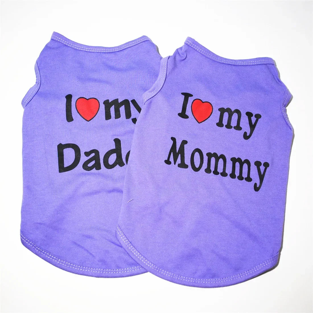 "I Love My Mommy/ I Love My Daddy" Dog Vest – Spring Pet Shirt for Small Dogs & Cats