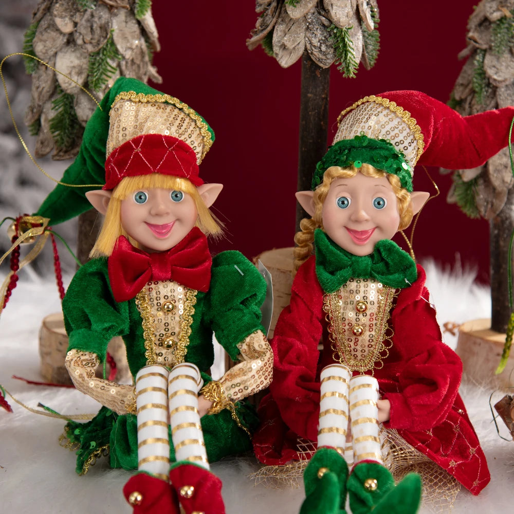 Bendable Christmas Elf Dolls – 50cm/19.6in Magical Holiday Ornaments (2 PCS Set)