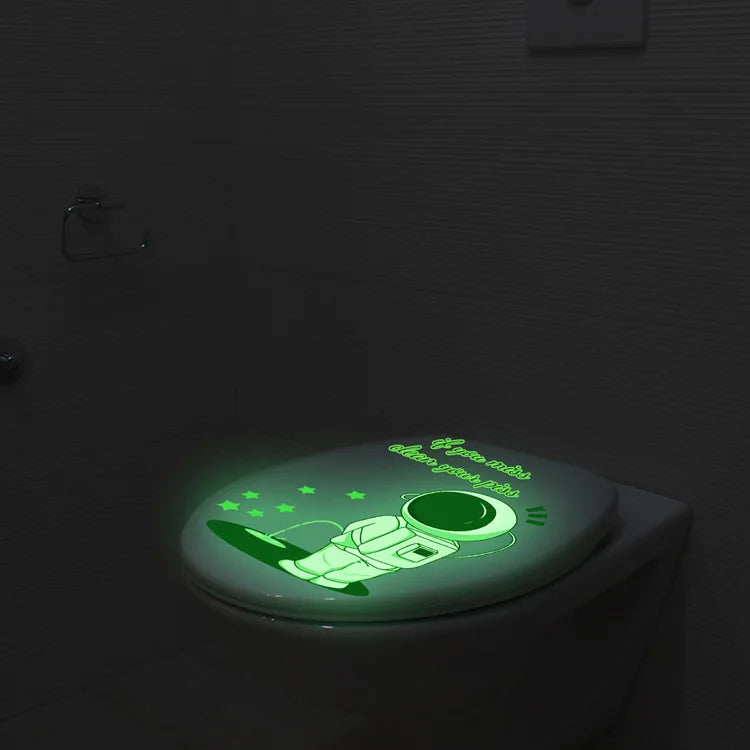 Funny Glow-in-the-Dark Astronaut Toilet Sticker – Self-Adhesive Bathroom Decor