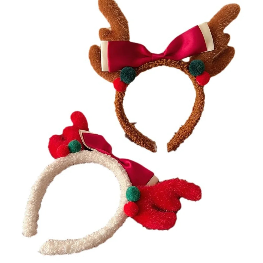 Cute Plush Elk Hair Hoop – Christmas Deer Antlers Headband for Women’s Holiday Dress Up