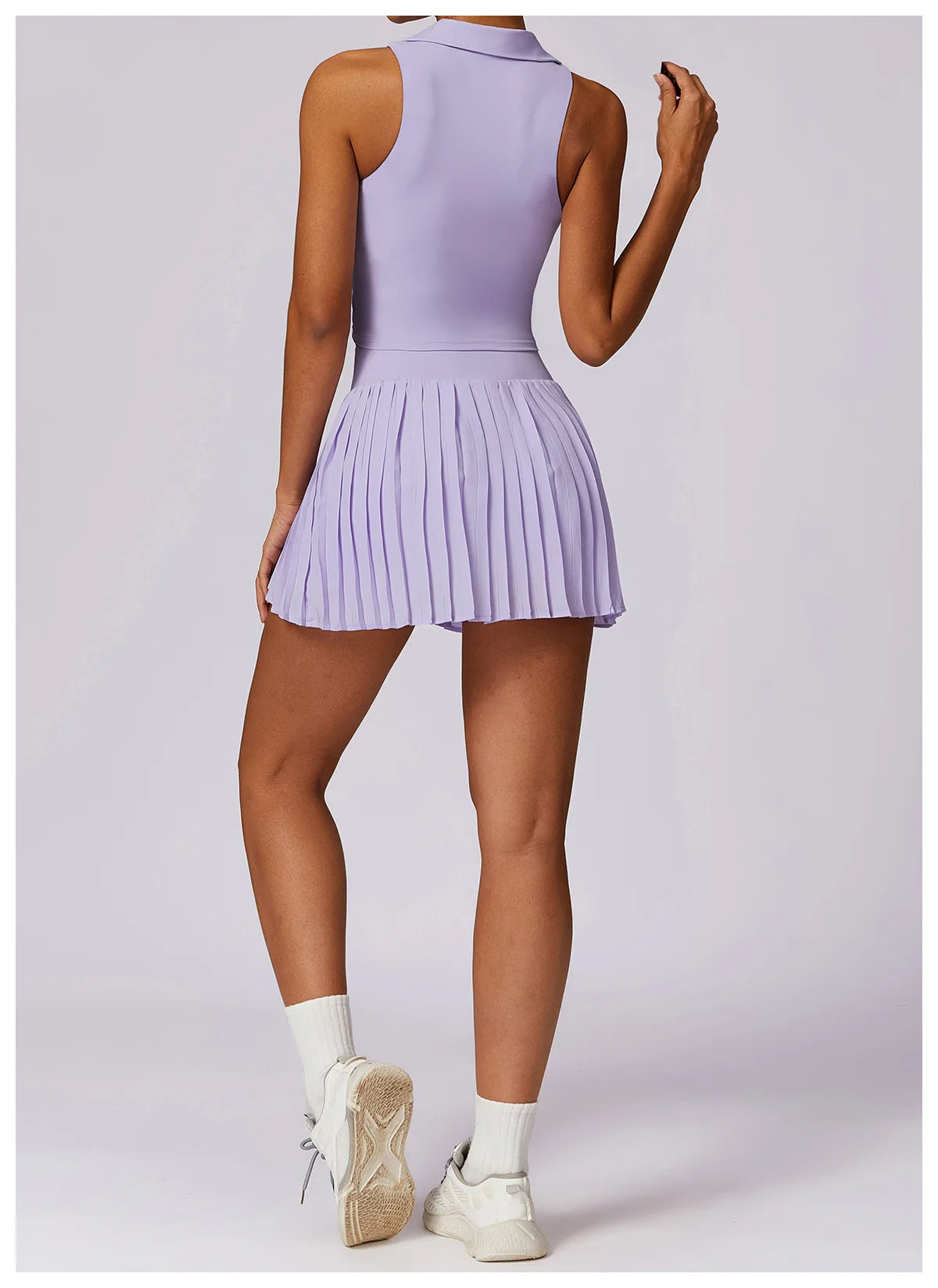 Women’s Sports Tennis Set – Pleated Skirt and Collared Crop Top for Tennis, Golf, and Casual Sports