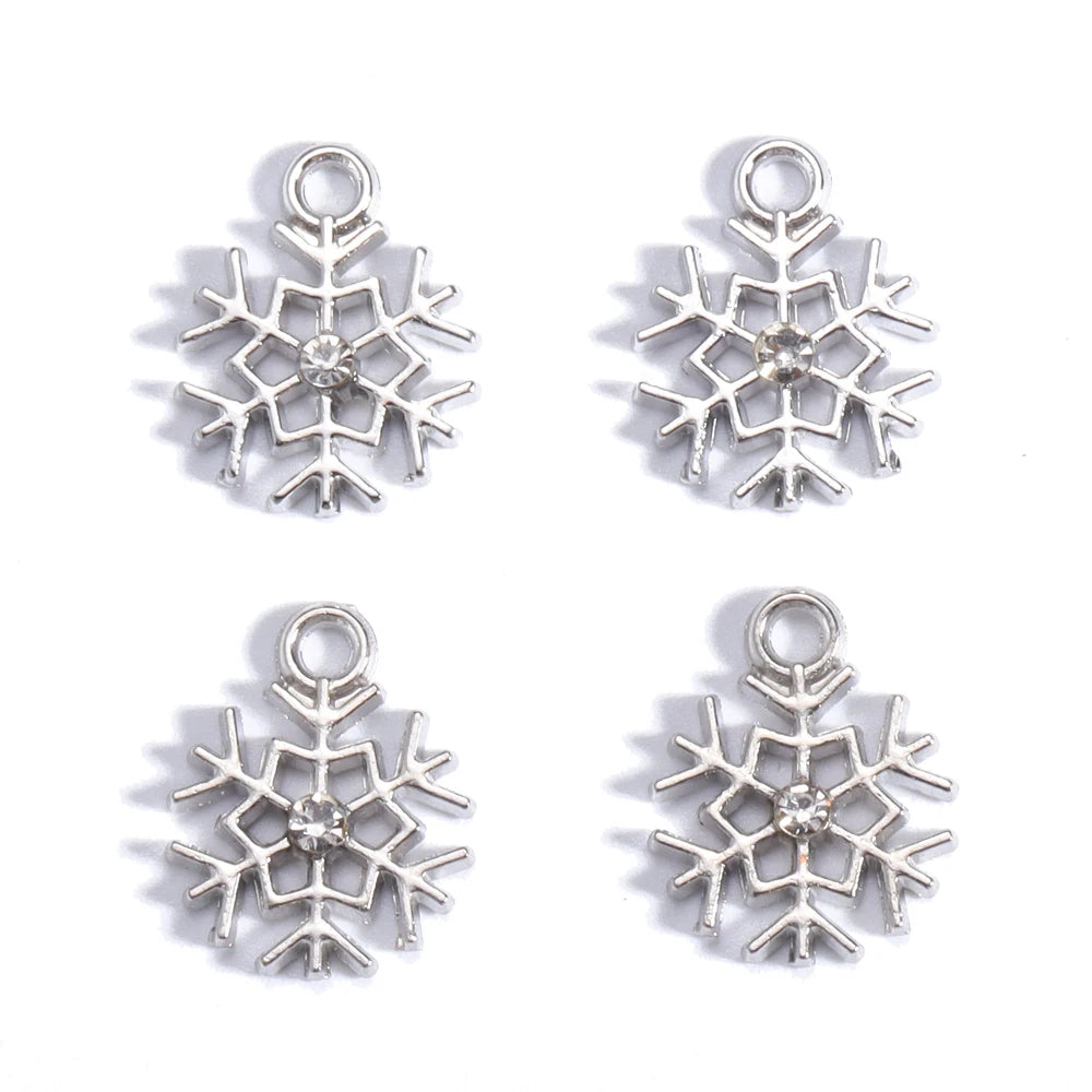 Exquisite 15-Piece Snowflake Christmas Charm Jewelry Set – Festive Crystal Pendants for DIY Earrings & Necklaces ❄️🎄