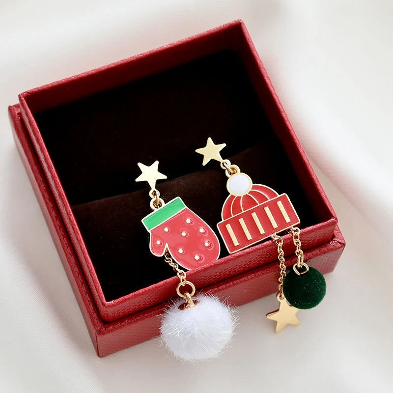 Charming Christmas Tree & Snowflake Tassel Earrings – Festive Asymmetric Holiday Jewelry for Women 🎅🎄✨