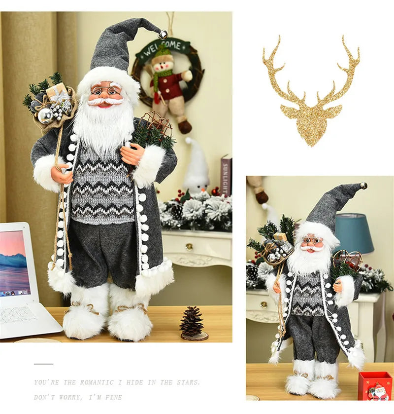 30/45Cm Standing Santa Claus Christmas Figurine – Festive Holiday Decoration for Kids & Home