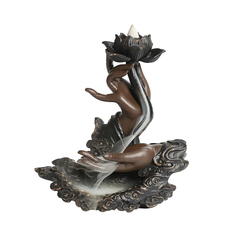 Resin Zen Incense Censer - Buddha Hand Backflow Waterfall Incense Burner