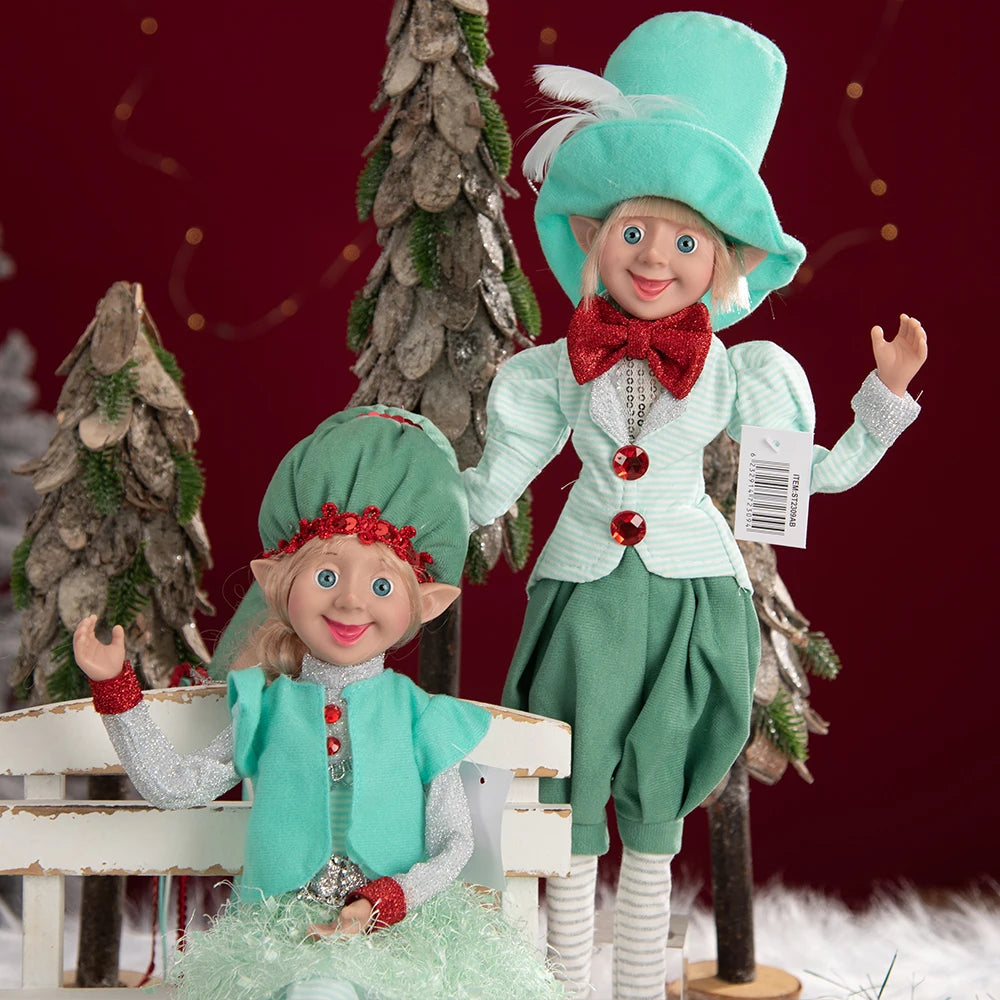 Bendable Christmas Elf Dolls – 50cm/19.6in Magical Holiday Ornaments (2 PCS Set)